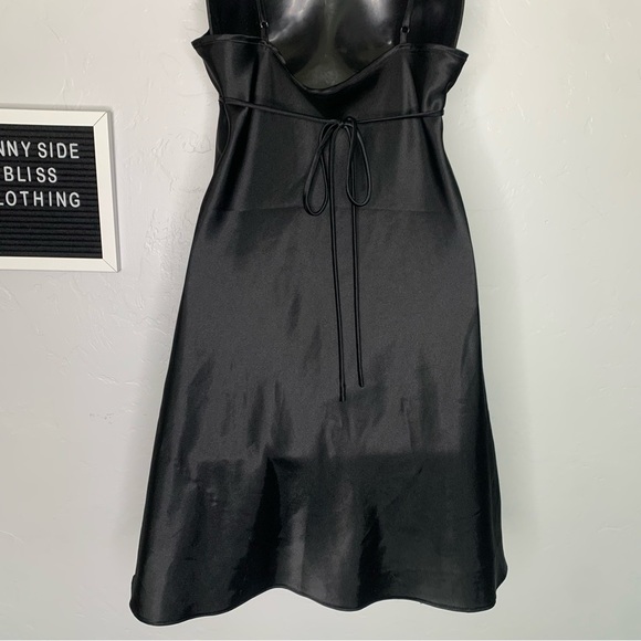 Adonna Black Satin Floral Babydoll Slip Dress Pink Embroidery Women’s Size Small - Picture 7 of 9